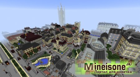 Красивая площадь в Minecraft в стиле 19 века