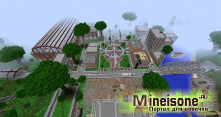 Небольшой город для Minecraft, вид сверху