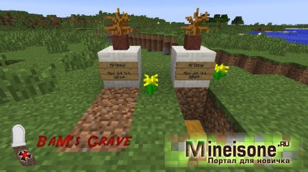 Пример могил в игре Minecraft