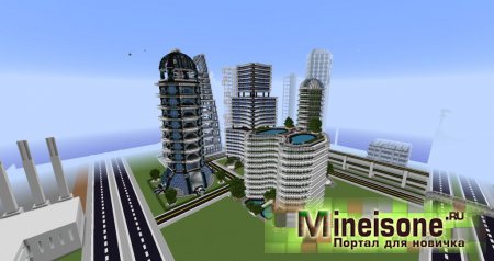 Красивый город в игре Minecraft