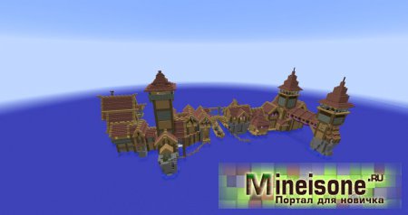 Красивый город на воде в Minecraft