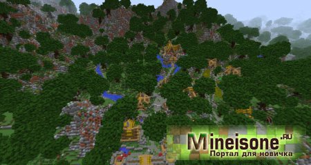 Деревня в Minecraft в лесу