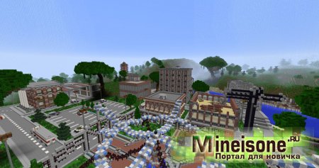 Современный город в игре Minecraft