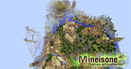 Древний город в Minecraft, вид сверху